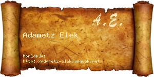 Adametz Elek névjegykártya
